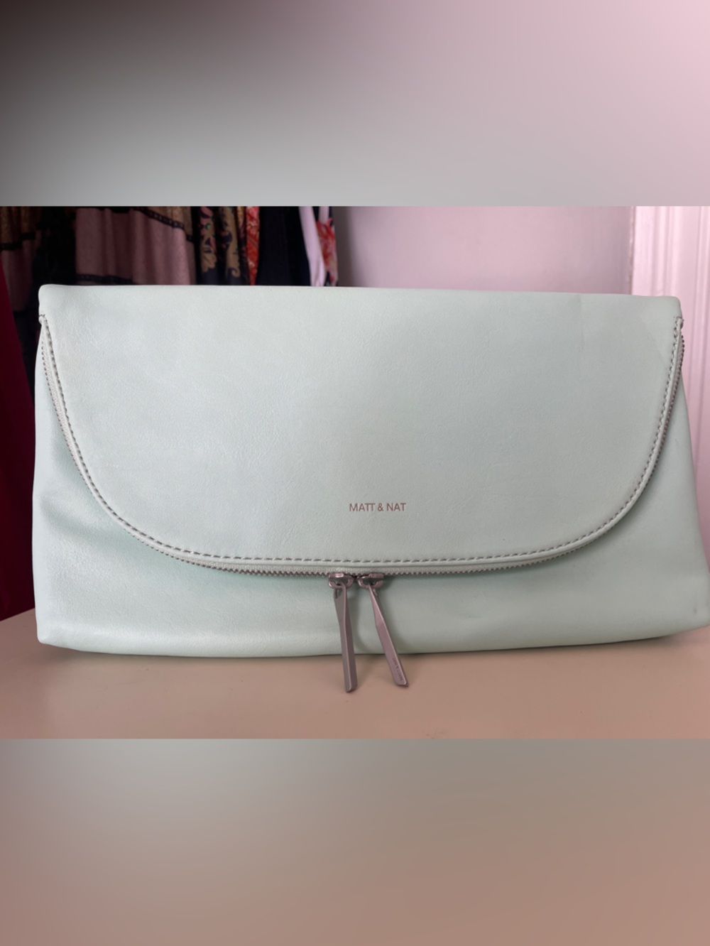Matt & Nat Mint Green Zip Clutch